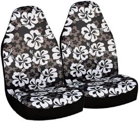 img 1 attached to Allison 67-0346BLK Universal Bucket Seat Cover - Pack of 2, Black Hawaiian Print