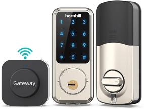 img 4 attached to Smart Front Lock with Keyless Entry, Wi-Fi &amp; Bluetooth Connectivity, hornbill Touch Screen Keypads, App Control, Auto Lock, Compatible with Amazon Alexa, Remote Control via Wi-Fi Bridge