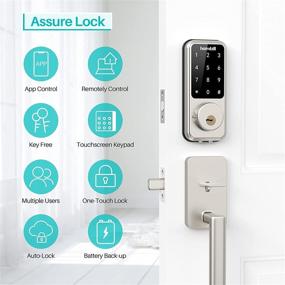 img 3 attached to Smart Front Lock with Keyless Entry, Wi-Fi &amp; Bluetooth Connectivity, hornbill Touch Screen Keypads, App Control, Auto Lock, Compatible with Amazon Alexa, Remote Control via Wi-Fi Bridge