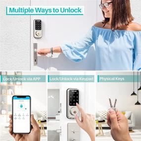 img 2 attached to Smart Front Lock with Keyless Entry, Wi-Fi &amp; Bluetooth Connectivity, hornbill Touch Screen Keypads, App Control, Auto Lock, Compatible with Amazon Alexa, Remote Control via Wi-Fi Bridge