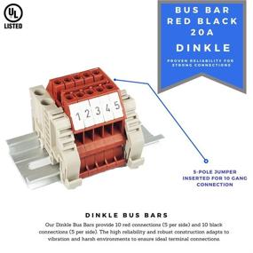 img 1 attached to 🔌 Dinkle 20-Position Marine Busbar Power Distribution with Quick Connections - Red/Black Labeled Finger Safe Bus Bar for 600V 20A, 12-22AWG Buss