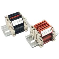 🔌 dinkle 20-position marine busbar power distribution with quick connections - red/black labeled finger safe bus bar for 600v 20a, 12-22awg buss logo