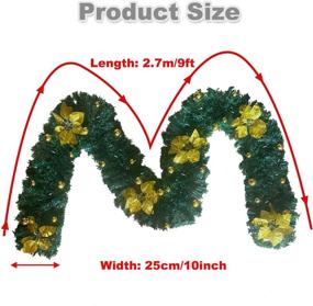 img 3 attached to 🎄 IronBuddy 9ft Lighted Christmas Garland Artificial Pine Garland with 30 LEDs, 6 Flowers, and 30 Ball Ornaments. Greenery Mantle Garland for Christmas, Holiday Party, Wedding, and Home Decor (Gold)