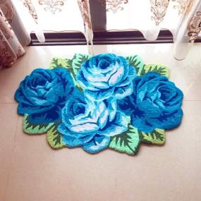 img 3 attached to 🌹 Abreeze 4 Rose Rug Floor Runner: Handmade Blue Floral Carpet for Bedroom, Sofa, and Bathroom with Anti-Slip Feature