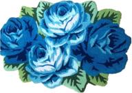 🌹 abreeze 4 rose rug floor runner: handmade blue floral carpet for bedroom, sofa, and bathroom with anti-slip feature logo