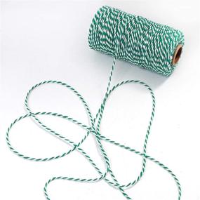 img 2 attached to Elcoho 3 Rolls Christmas Twine Natural Jute String Cotton Twine For Gift Wrapping DIY Crafts Gardening，984 Feet Totally (Green And White