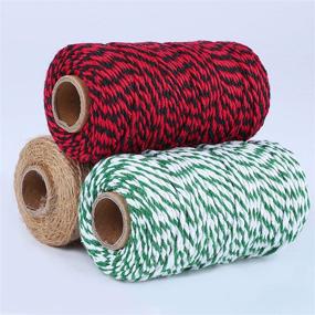 img 1 attached to Elcoho 3 Rolls Christmas Twine Natural Jute String Cotton Twine For Gift Wrapping DIY Crafts Gardening，984 Feet Totally (Green And White