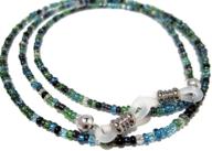 👓 women's eyeglass chain - peacock seed bead strap - neck glasses holder - sunglasses lanyard with beaded detail logo