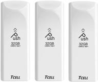 📸 tcell push 32gb 3 пакет usb 3.2 gen1(3.1/3.0) usb флеш-накопитель | скорость чтения до 90mb/s | складной дизайн | флеш-память | белый (32гб x 3) логотип