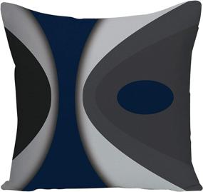 img 2 attached to 🛋️ EZVING Set of 4 Throw Pillow Covers - Modern Abstract Navy Blue Stripes, Gray, Black & White - Acrylic Bold Grey Decorative Pillow Cases - 18x18 Inches Square Pillowcases for Home Decor