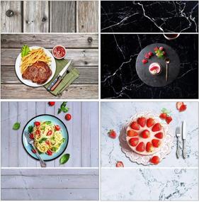 img 4 attached to 📸 iProtech (2-Pack) 34.3x22.5 Photography Background Paper: Dual-Sided Marble/Wood Texture Pattern Flat Lay Photo Tabletop Backdrop Boards for Food, Jewelry, Cosmetics, Makeup, Small Parts Props