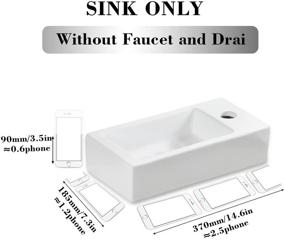 img 3 attached to 🚽 Gimify Small Bathroom Corner Wall Mount Sink Ceramic White - Right Hand, Sink Only