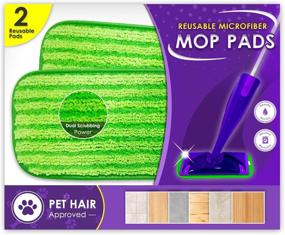 img 4 attached to 🧹 Turbo Mops Reusable Floor Mop Pads - Pack of 2, Machine Washable, 12-inch Microfiber Mop Refills - Swiffer Wet Jet Compatible