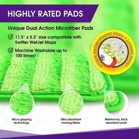 img 2 attached to 🧹 Turbo Mops Reusable Floor Mop Pads - Pack of 2, Machine Washable, 12-inch Microfiber Mop Refills - Swiffer Wet Jet Compatible