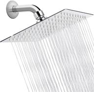 🚿 sooreally high pressure 8 inch stainless steel square rainfall shower head – mirror-like finish, easy installation, swivel spray angle – enhance your luxury shower experience with chrome finish logo