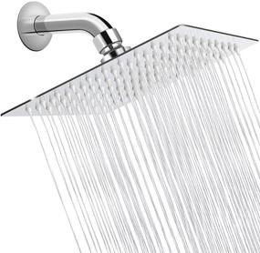 img 4 attached to 🚿 Sooreally High Pressure 8 Inch Stainless Steel Square Rainfall Shower Head – Mirror-like Finish, Easy Installation, Swivel Spray Angle – Enhance Your Luxury Shower Experience with Chrome Finish