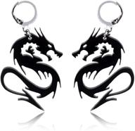 stylish punk dragon totem stud earrings with acrylic mirror, ideal for women, girls, and party jewelry logo