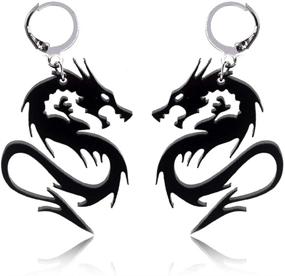 img 1 attached to Stylish Punk Dragon Totem Stud Earrings with Acrylic Mirror, Ideal for Women, Girls, and Party Jewelry