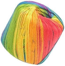 img 2 attached to 🌈 Healifty Gradient Cotton Yarn Soft Hand Knitting Yarn DIY Thread - 1 Roll, 133M, Perfect for Knitting and Crochet (Rainbow)