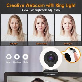img 2 attached to 🎥 Lewinner 2K Webcam with Ring Light, Tripod, and Microphone - HD Streaming Web Camera with Cover for USB AutoFocus, Adjustable Brightness - Ideal for PC Video Conferencing, Calls, Teaching, Gaming, and Zoom on Laptop/Desktop Mac
