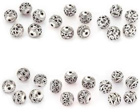 img 3 attached to LolliBeads (TM) 10mm 30Pcs Tibetan Silver Round Hollow Spacer Charm Beads Set: Jewelry Findings Mix Lot Assortment in a Box