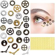 👁️ 28 assorted color steampunk eye decals with antique metal steampunk accessories – diy steampunk gear cog wheel set. includes 50 self-adhesive silicone glue point dots for party supplies, clothing, dress up logo