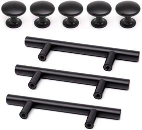 img 4 attached to 🔲 Sunriver 30-Pack Stainless Steel Kitchen Cabinet Round Knobs and Pulls with Black Coating - Brushed Cupboard Handles and Round Knobs 3"" - Cabinet Hardware Set of 20 Knobs & 10 Handles