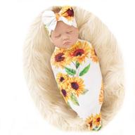 galabloomer newborn sunflower receiving blanket headband set: flower rose swaddle with big bow – perfect for baby! logo