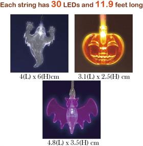 img 3 attached to 🎃 Colorful Halloween String Lights: Twinkle Star Set of 3 - 90 LED, 35.4 FT, Purple Bat, White Ghost, and Orange Pumpkin - Battery Operated Indoor Party Bedroom Home Festival Decoration