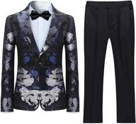 🌸 blue floral shawl lapel slim fit boyland boys tuxedo suit set - elegant & refined logo