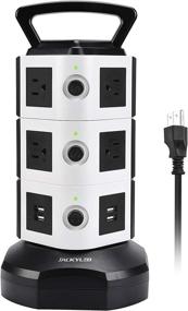 img 4 attached to 🔌 JACKYLED Power Strip Tower Surge Protector Charging Station - 3000W, 13A, 10 Outlets, 4 USB Ports, 16AWG 6.5ft Extension Cord - Ideal for Home Office