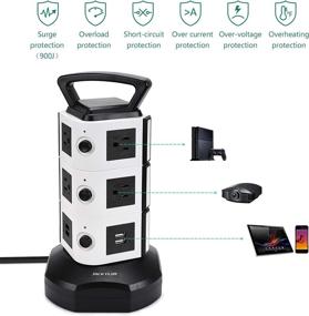 img 3 attached to 🔌 JACKYLED Power Strip Tower Surge Protector Charging Station - 3000W, 13A, 10 Outlets, 4 USB Ports, 16AWG 6.5ft Extension Cord - Ideal for Home Office