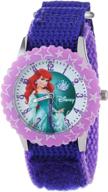 🐠 disney kids' w000866 'ariel time teacher' stainless steel watch: a fun and educational timepiece with a stylish purple nylon band logo