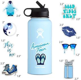 img 1 attached to 🎁 50pcs Vinyl Aesthetic Stickers for Water Bottles Laptop, Cute VSCO Hydroflask Stickers for Skateboard Notebooks Journals Luggage, Perfect Gift for Teen Girls - Blue