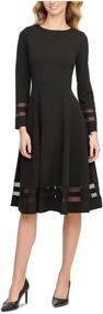 img 1 attached to 💃 Stunning Calvin Klein Long Sleeve A-line Dress with Illusion Insets for Women