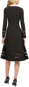 img 2 attached to 💃 Stunning Calvin Klein Long Sleeve A-line Dress with Illusion Insets for Women