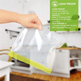 img 1 attached to 10-Pack Dishwasher Safe Reusable Food Storage Bags (5 Reusable Sandwich Bags, 3 Reusable Snack Bags, 2 Freezer Gallon Bags) - Extra Thick, Leakproof, Silicone-Free Plastic Bags