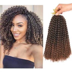 img 4 attached to 🔥 Усовершенствованные волосы Passion Twist Hair 12 дюймов 6 упаковок/лот Омбре Malibob Джерри Керли Твист волосы 22 пряди Синтетические косички крючком Freetress Наращивание волос (12 дюймов, T30)