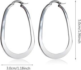 img 3 attached to WUWEIJIAJIA Minimalist Hypoallergenic 925 Silver Huge Irregular Hollow Geometry Oval Hoop Dangle Drop Earrings for Women Girls – Fashion Jewelry Gifts