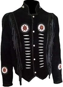 img 1 attached to 🧥 Classyak Women's Western Suede Leather Jacket: Styled with Beads, Fringes, and Bones for a Fashionable Statement