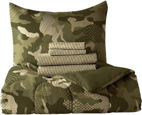 img 2 attached to 🛏️ Dream Factory Kids Full Green Geo Camo 7-Piece Complete Set: Easy-Wash Comforter Bedding for a Cozy Night's Sleep
