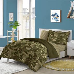 img 3 attached to 🛏️ Dream Factory Kids Full Green Geo Camo 7-Piece Complete Set: Easy-Wash Comforter Bedding for a Cozy Night's Sleep