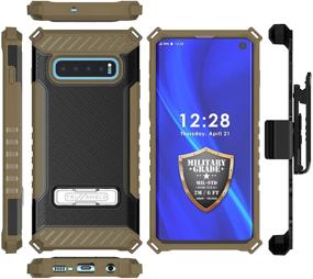 img 3 attached to Trishield Series S10+ Case - Military Grade Rugged Cover, Metal Kickstand, Belt Clip Holster - Compatible with Samsung Galaxy S10 Plus (2019) - Hunter Tree Outdoors Camo - by Beyond Cell