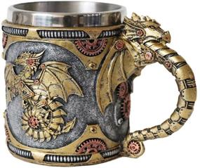 img 2 attached to 🐉 Steampunk Gearwork Mechanical Dragon Mug - Medieval Renaissance Dragons Beer Stein Tankard Coffee Cup | Stainless Steel Gift Mug for Dragon Collectors | Themed Party Decoration (14OZ)