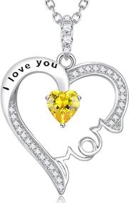 img 4 attached to 💎 November Birthstone Citrine Necklace for Mom - I Love You Mom Necklace with Blue Sapphire and Pink Tourmaline Love Heart Pendant - Fine Jewelry in Sterling Silver