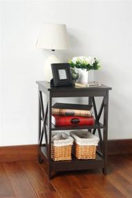 img 3 attached to RAAMZO Espresso Finish X-Design Chair Side End Table: Stylish Wooden 3-Tier Shelf Furniture