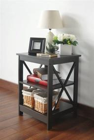 img 4 attached to RAAMZO Espresso Finish X-Design Chair Side End Table: Stylish Wooden 3-Tier Shelf Furniture