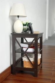 img 2 attached to RAAMZO Espresso Finish X-Design Chair Side End Table: Stylish Wooden 3-Tier Shelf Furniture