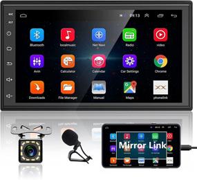 img 4 attached to 🚗 Podofo Автомобильная мультимедийная система с Android, с навигацией GPS и камерой заднего вида - 7-дюймовый HD сенсорный экран автомобильного радиоприемника для Mirror Link/Bluetooth/FM/WiFi/двойного USB/входа для микрофона.