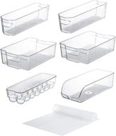 sagler fridge organizers set of 10: stackable 🧊 bins, 6 food containers, 4 shelf liners - clear логотип